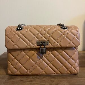 Kurt Geiger Brixton Diamond Quilted Leather Pad Lock Shoulder Bag
